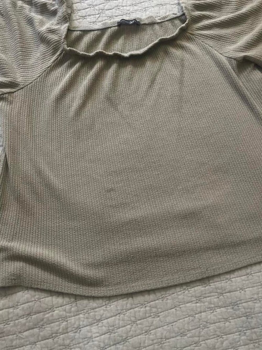 Papermoon Olive Green Ribbed Knit Blouse